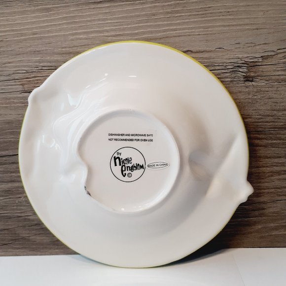 NICOLE ENGBLOM Whimsical CERAMIC FROG POND DRAGONFLY Plate 8" - Picture 3 of 10